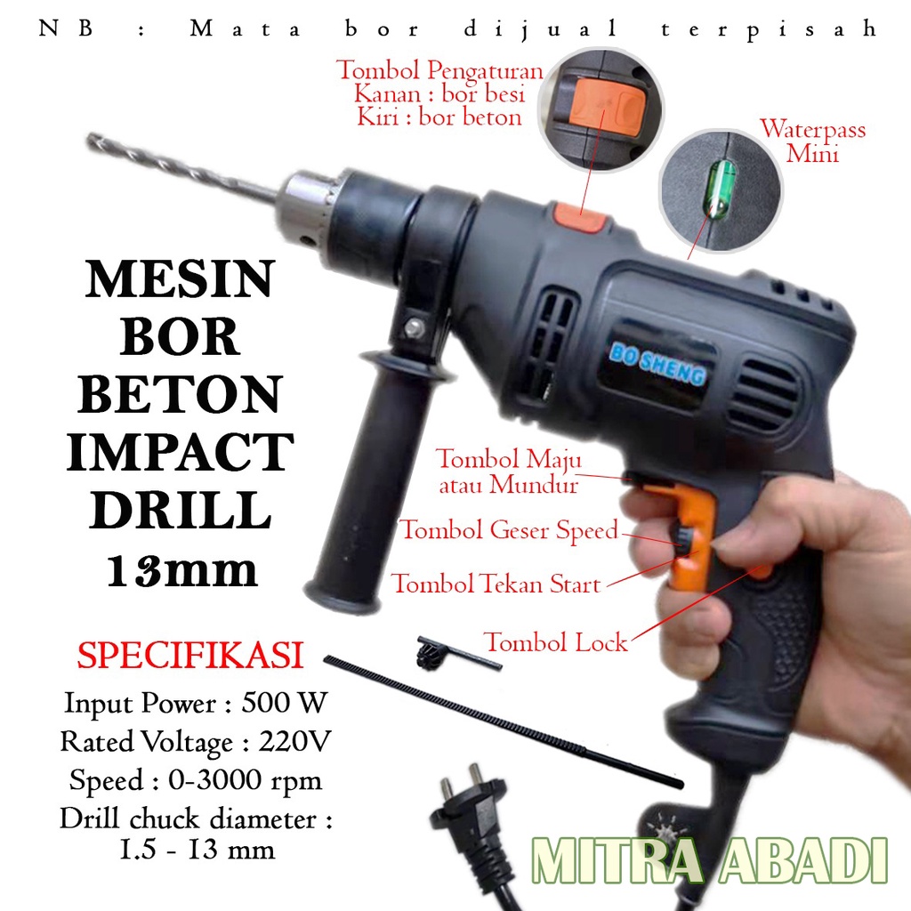 Jual Mesin Bor Beton - Besi - Tembok Impact Drill 13 Mm | Shopee Indonesia