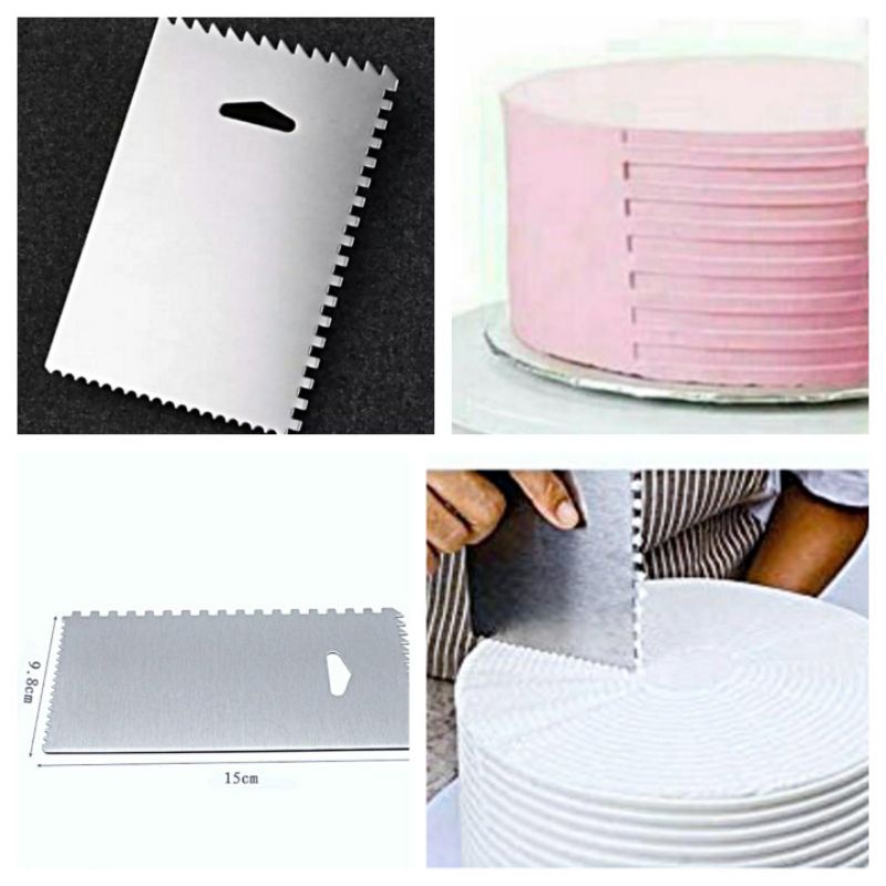 1 buah scraper stainless steel comb scraper cake kue tart pengantin