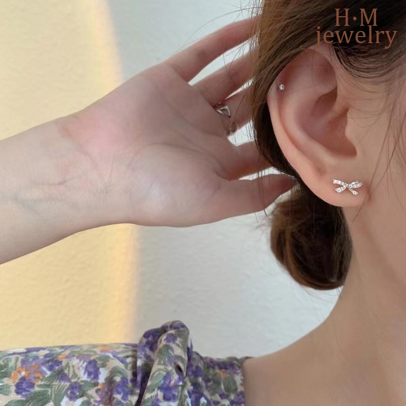 2022 Anting Tusuk Bentuk Hati Aksen Berlian Imitasi Untuk Wanita