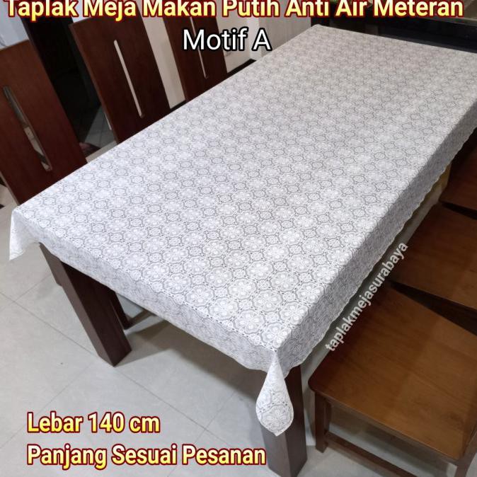 Buruan Serbu] Taplak Meja Makan Plastik Putih Polos Meteran Panjang 3 4 5 Meter