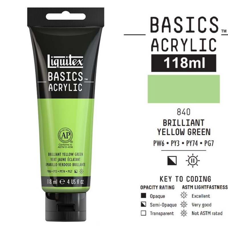 

LIQUITEX BASICS ACRYLIC COLOUR 118 ML BRILLIANT YELLOW GREEN