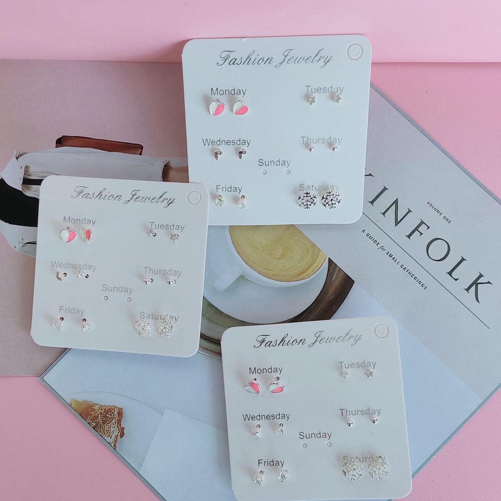 6 Pasang Anting Tusuk Simple Kreatif Gaya Korea