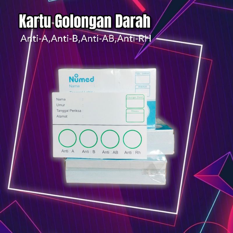 Kartu Golongan Darah Anti - A, Anti - B, Anti - AB, Anti - RH isi 100 Pc