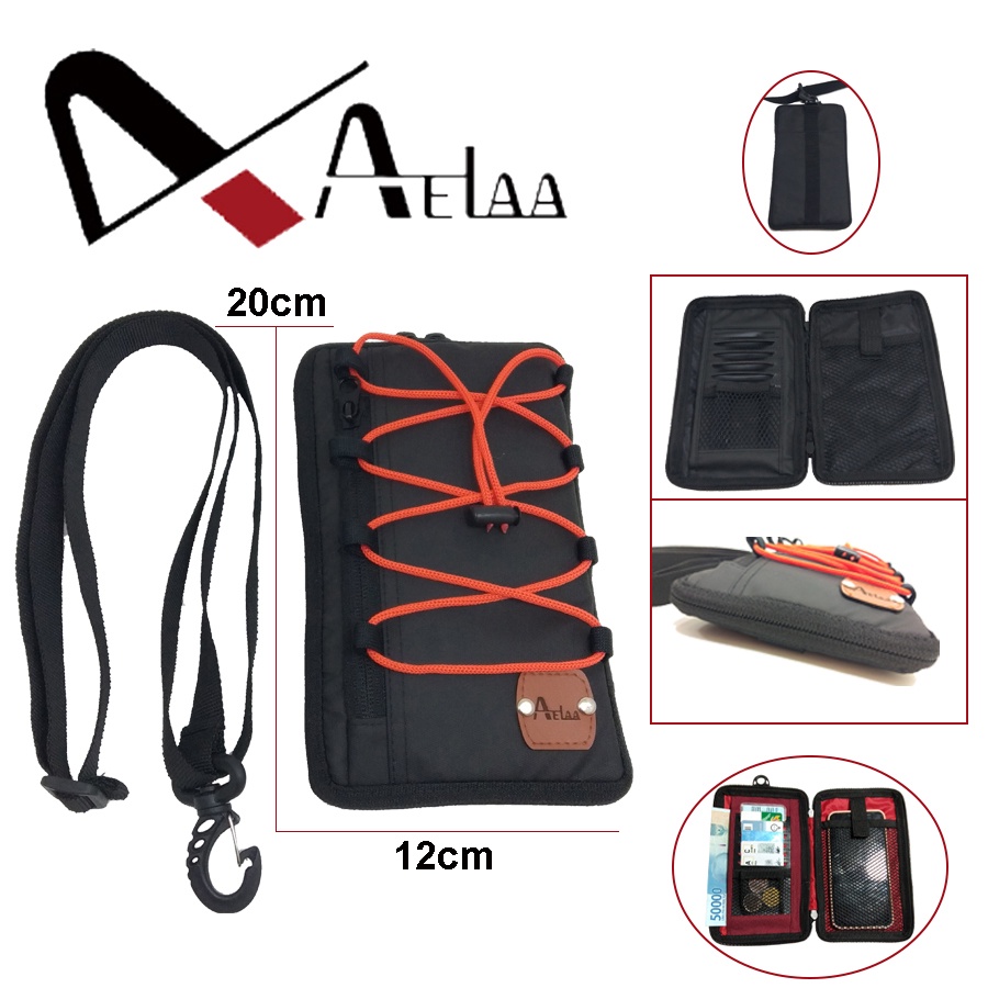 tas hp Sako hanging wallet, dompet gantung, tas slempang, tempat kartu, pria wanita, bahan anti air
