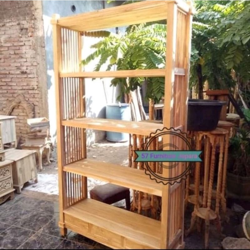 Rak Buku Kayu Jati - Rak Buku Minimalis Jati Mebel Jepara