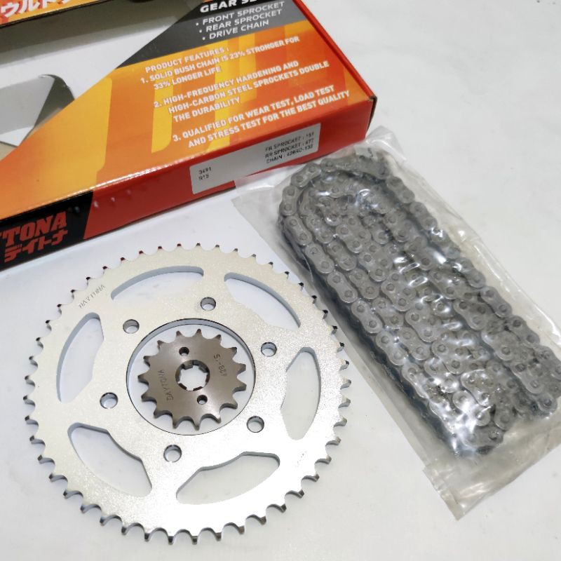 Gear Set Daytona R15 V1 V2 Rantai O-ring 428RO-132-15T-47T (3491)