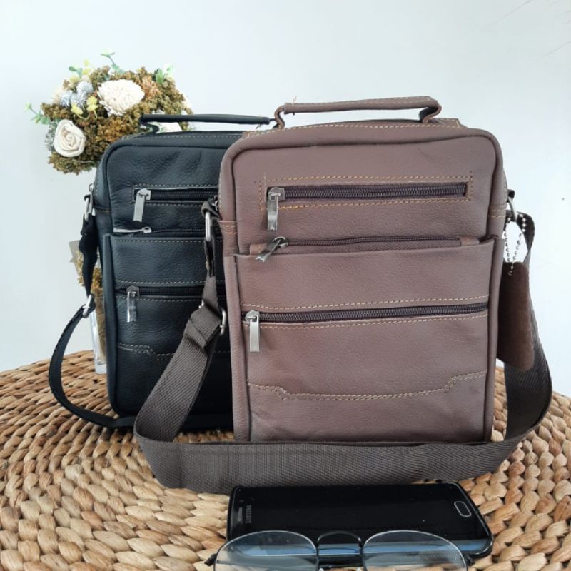 TAS TANGGUNG TAS SELEMPANG TAS KULIT TAS PRIA TAS WISUDA KULIT ASLI