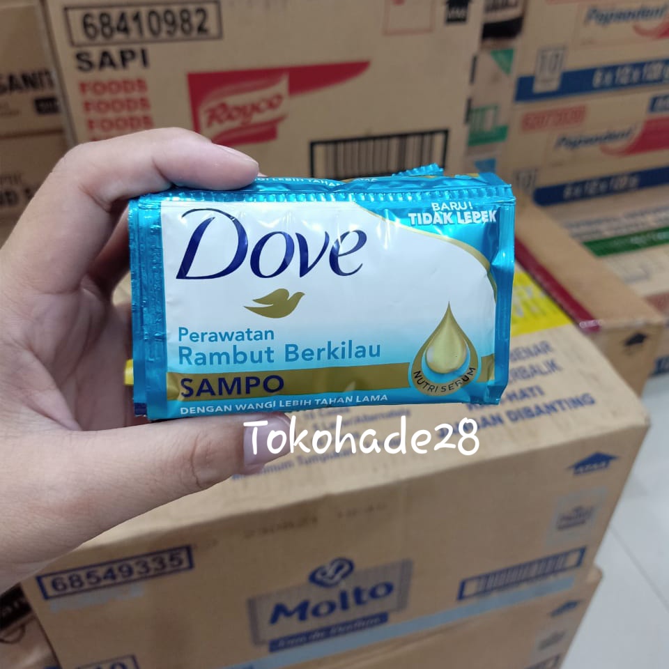 1 RENCENG Dove Shampo Kemasan Sachet 9ml Anti Dandruff Berkilau Rambut Rusak Rambut Rontok