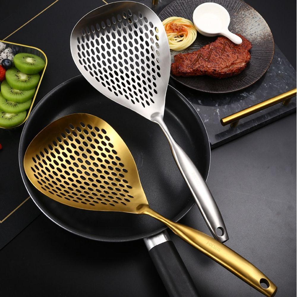 【 ELEGANT 】 Skimmer Slotted Ladle Fat Oil Skim French Fries Alat Dapur Saringan Minyak Mie Saringan Sendok Masak