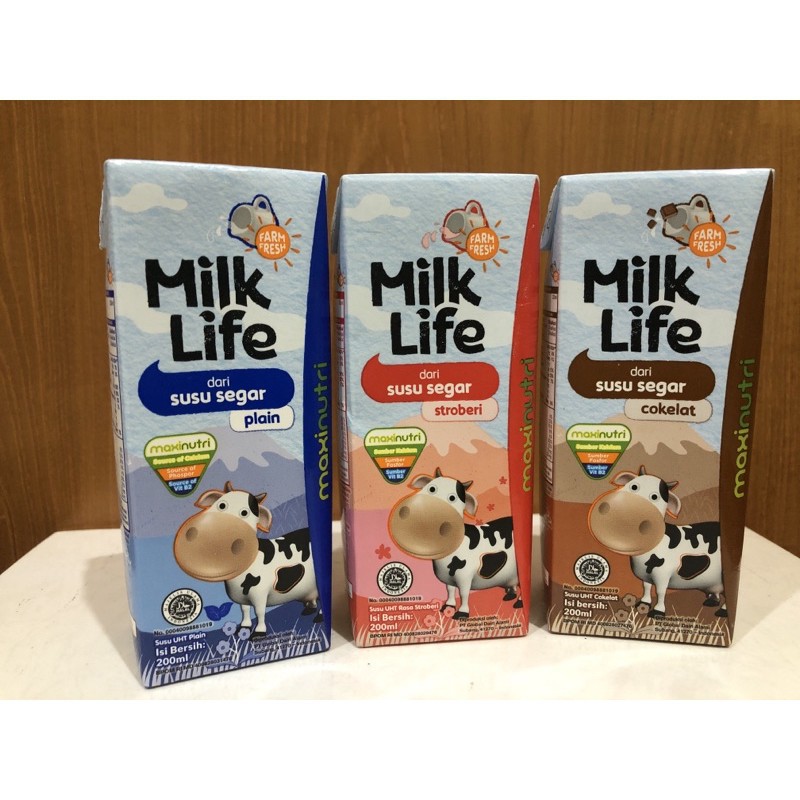 Susu Milk Life 200ML cokelat milk life  uht susu kotak 200 ml