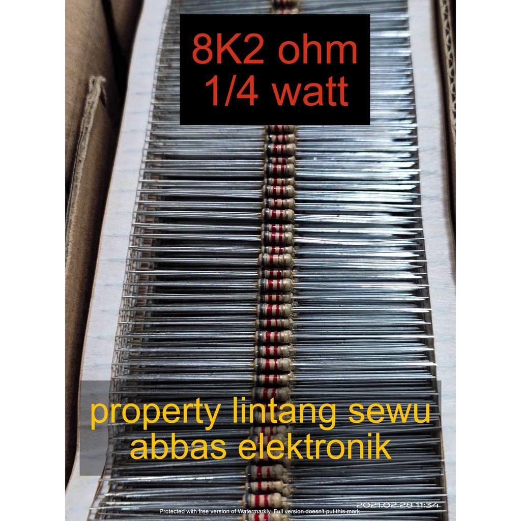 10PCS resistor 8k2 8200 ohm 0.25 watt 1/4 watt