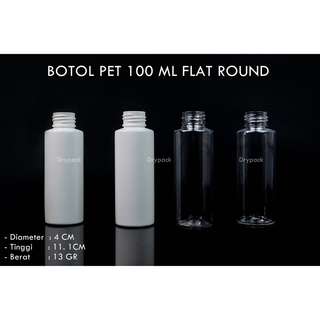 Botol pet 100 ml Flat Round