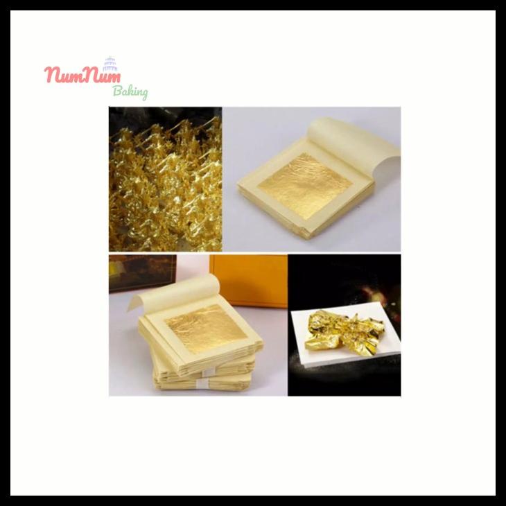 

TERBARUU!! GOLD EDIBLE LEAF SHEET KERTAS MAS FOOD GRADE 24K 10PCS COD