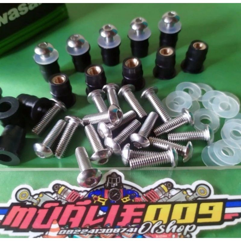 mur karet ring nylon plastik baut stainless Windshield visor bodi body ninja rr r ninja rr old/zx