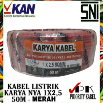 Kabel Listrik Kawat KARYA NYA 1x2,5 1x2.5 50 meter (50m)