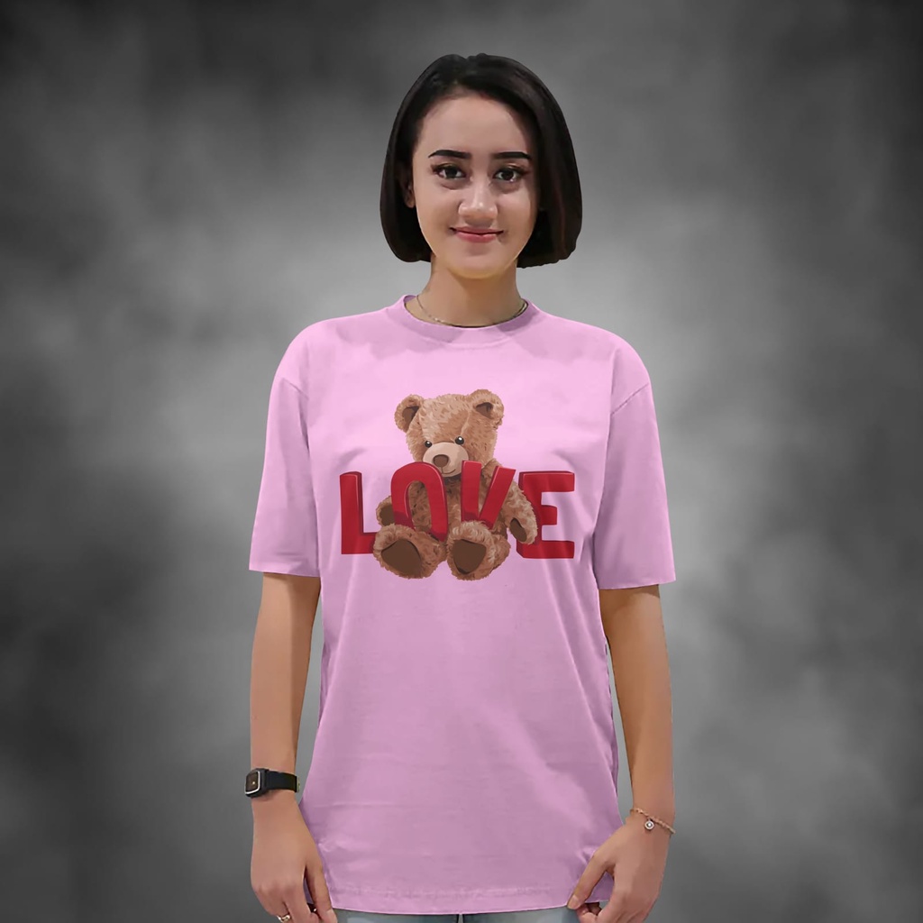 Kaos Wanita Lengan Pendek Nice Bear Warna Putih Atasan