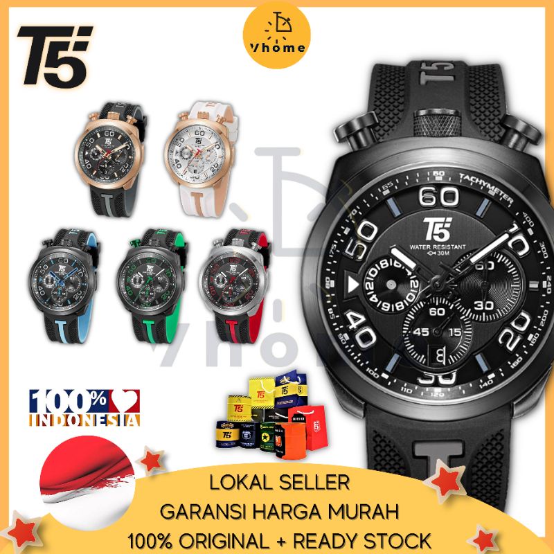 Vhome - Jam Tangan Pria T5 Original Chronograph Waterproof + Exclusive Box & Paper Bag T5 H3619G H36