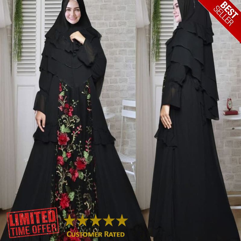 SUPER gamis mirra syari premium hijab premium mira navy hitam biru muda mt