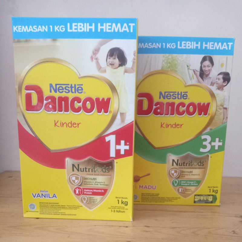 

NESTLE DANCOW 1+ Rasa Madu/Vanila ( usia 1-3 tahun ) Box 1kg & NESTLE DANCOW 3+ Rasa Madu/Vanila ( usia 3-5 tahun ) Box 1kg