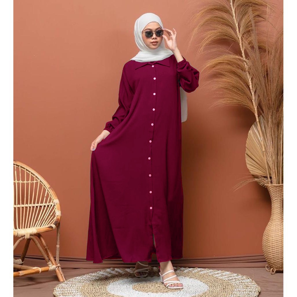 Baju Gamis Wanita Remaja Murah NB /XL Letsmuslimah Cewek Muslim Hijab Syari Muslimah 2022 Terbaru Lt-NEDA MAROON