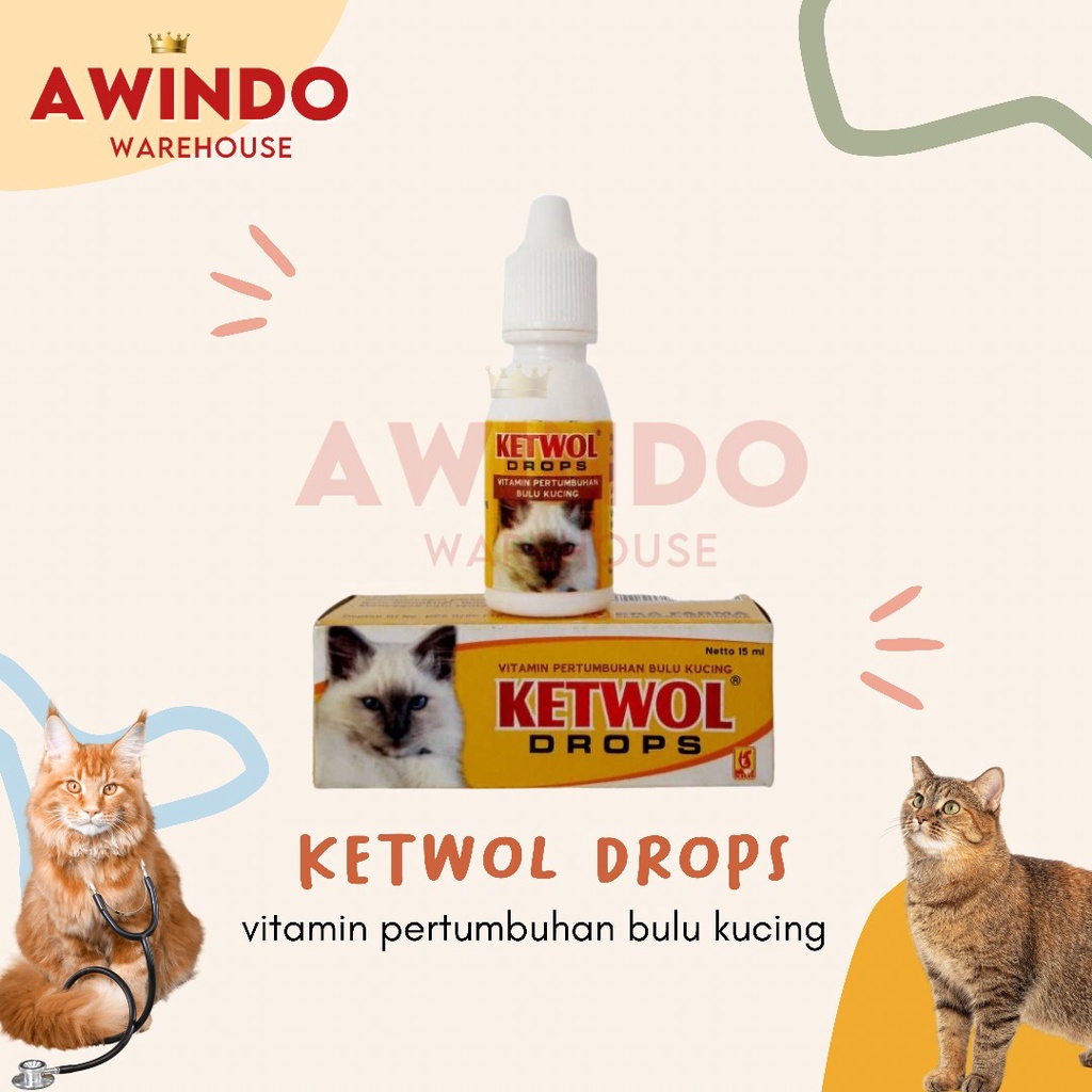 KETWOL DROPS - Vitamin Pertumbuhan Penumbuh Bulu Kucing Kitten Cat