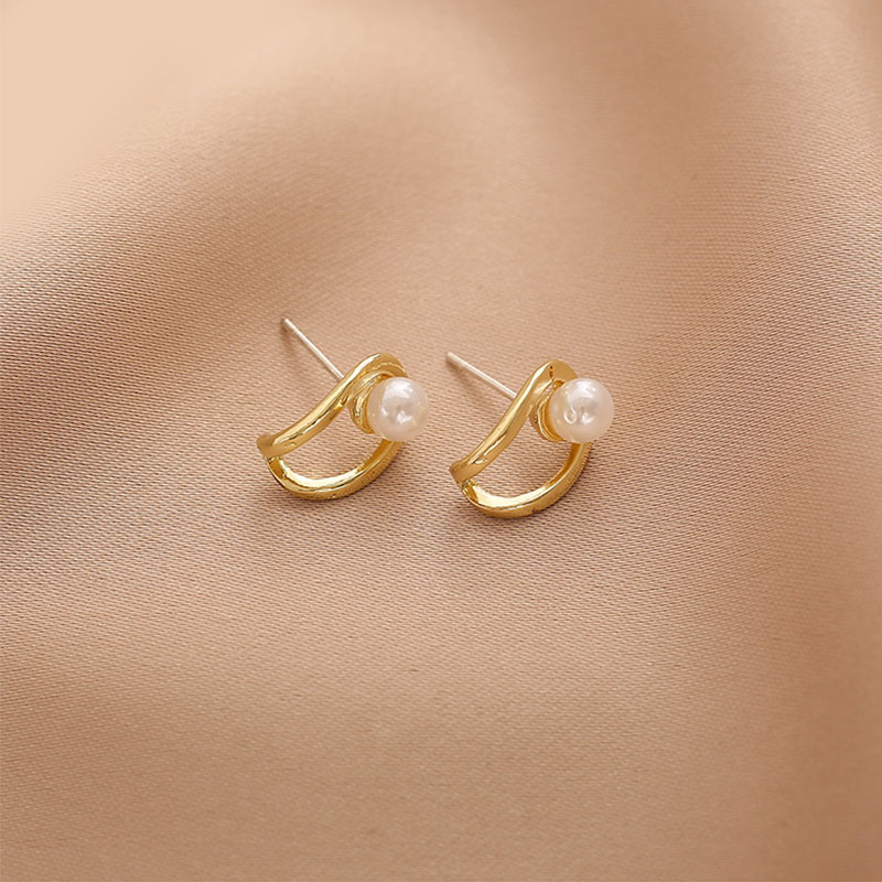 Fashion Fake Pearl Earrings U Shape Ear Stud Minimalism Jewelry Female Earring Newest