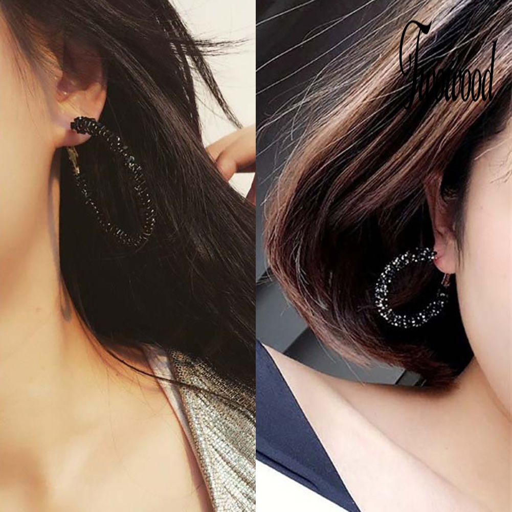 Anting Hoop Bentuk Bulat Gaya Elegan Untuk Wanita