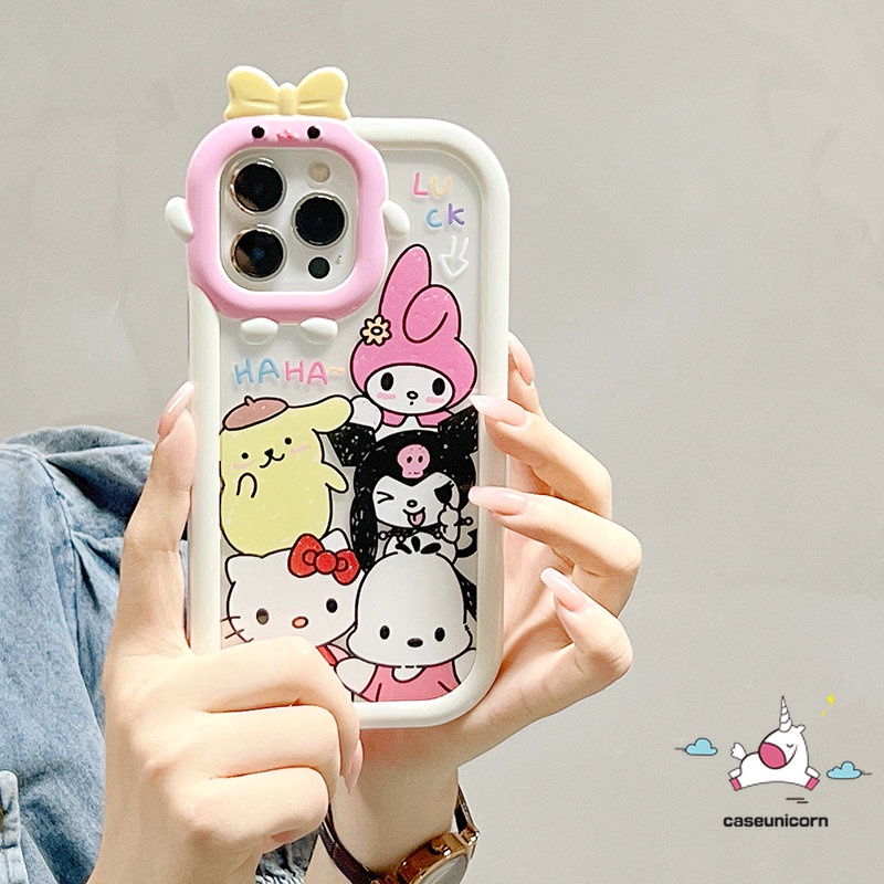 Casing Lensa 3D Bow Monster Lucu Redmi9 9A 10 9T 10A 10C A1+9C NFC Redmi Note9 8 11 11Pro+10 11s 10Pro POCO M3 X3 NFC Pro Mi 11Lite Lovely Graffiti Kuromi Melody Soft Cover