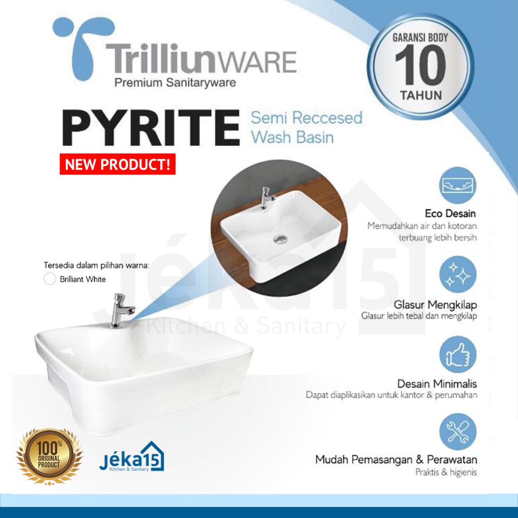 TRILLIUNWARE PYRITE WASTAFEL SEMI RECESSED