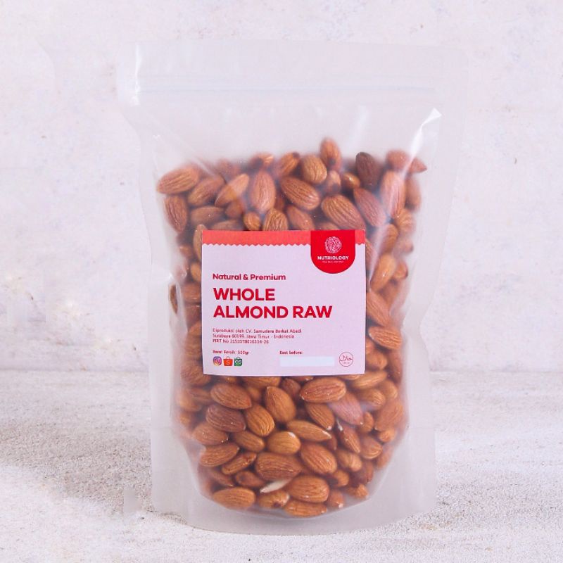 Almond Utuh Mentah 500 gr whole nuts kacang Natural Premium Alami Healthy Nuts Superfood