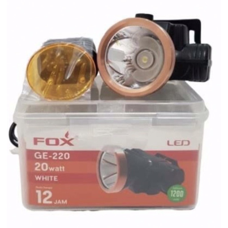 SENTER CHARGE KEPALA FOX GE 220 LAMPU LED LITHIUM