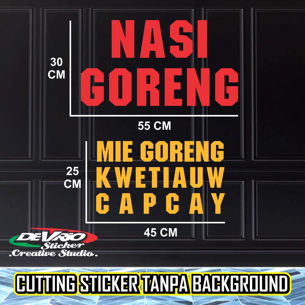 Stiker Kaca Gerobak Gerobag Rombong Etalase Warung Nasi Goreng Cutting Sticker Custom Timbul Kaca