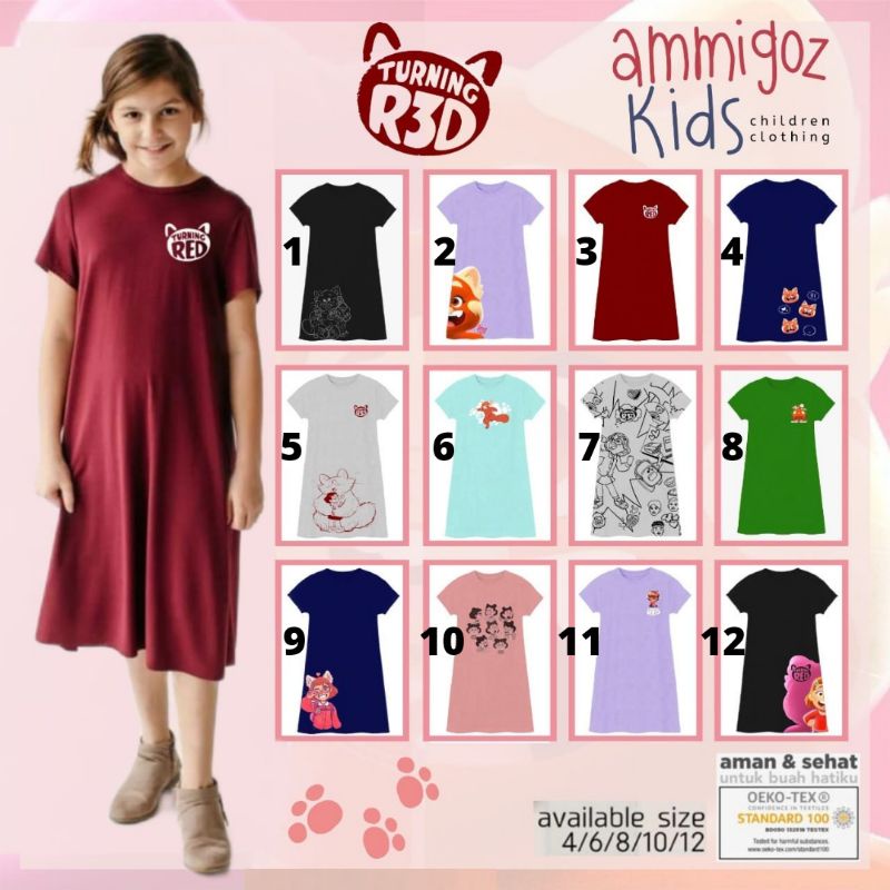 ORIGINAL Ammigoz Amigoz Kids Turning Red Dress Anak Perempuan / Girl - Leon Little Stuff