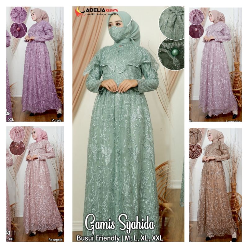 Real pict gamis pelangi jaya / gamis modern / dress Carolina / kebaya muslim / / kebaya wisuda / keb