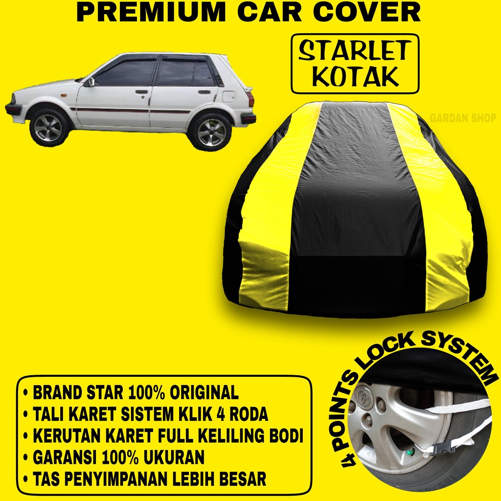 Body Cover STARLET KOTAK Sarung Strip KUNING Penutup Pelindung Bodi Mobil Starlet Kotak PREMIUM