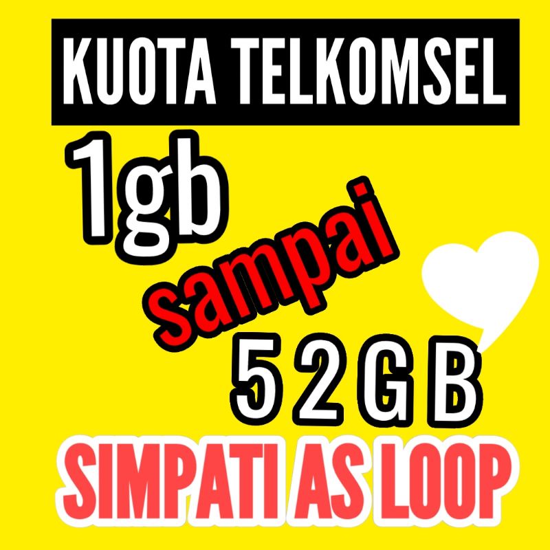 KUOTA TELKOMSEL paket kuota data internet telkomsel termurah 1gb 4gb 32gb 52gb PROMO KUOTA DATA TELK