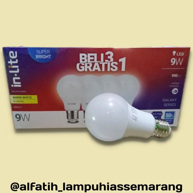 {{{{}}] paket isi 4 Bohlam inlite 9 Watt LED SNI