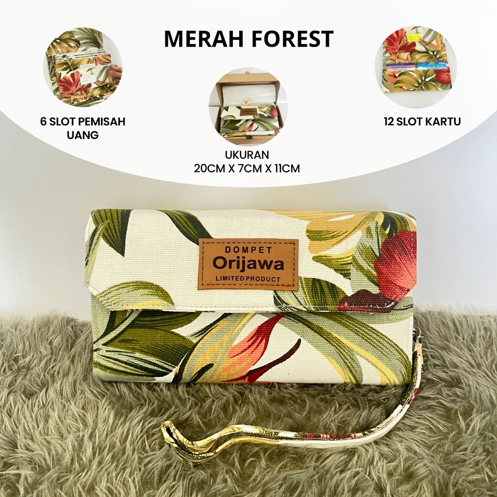 Dompet ORIJAWA Motif Merah Forest Dompet Pintar Multifungsi | Original Multiguna Aesthetic Estetik D