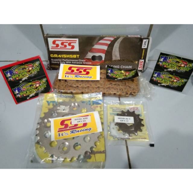 GEAR GIR SET SSS HONDA SUPRA X 125 MEGAPRO TIGER CB GL MAX PRO GL100  RANTAI SSS HSBT 428 130L 120L