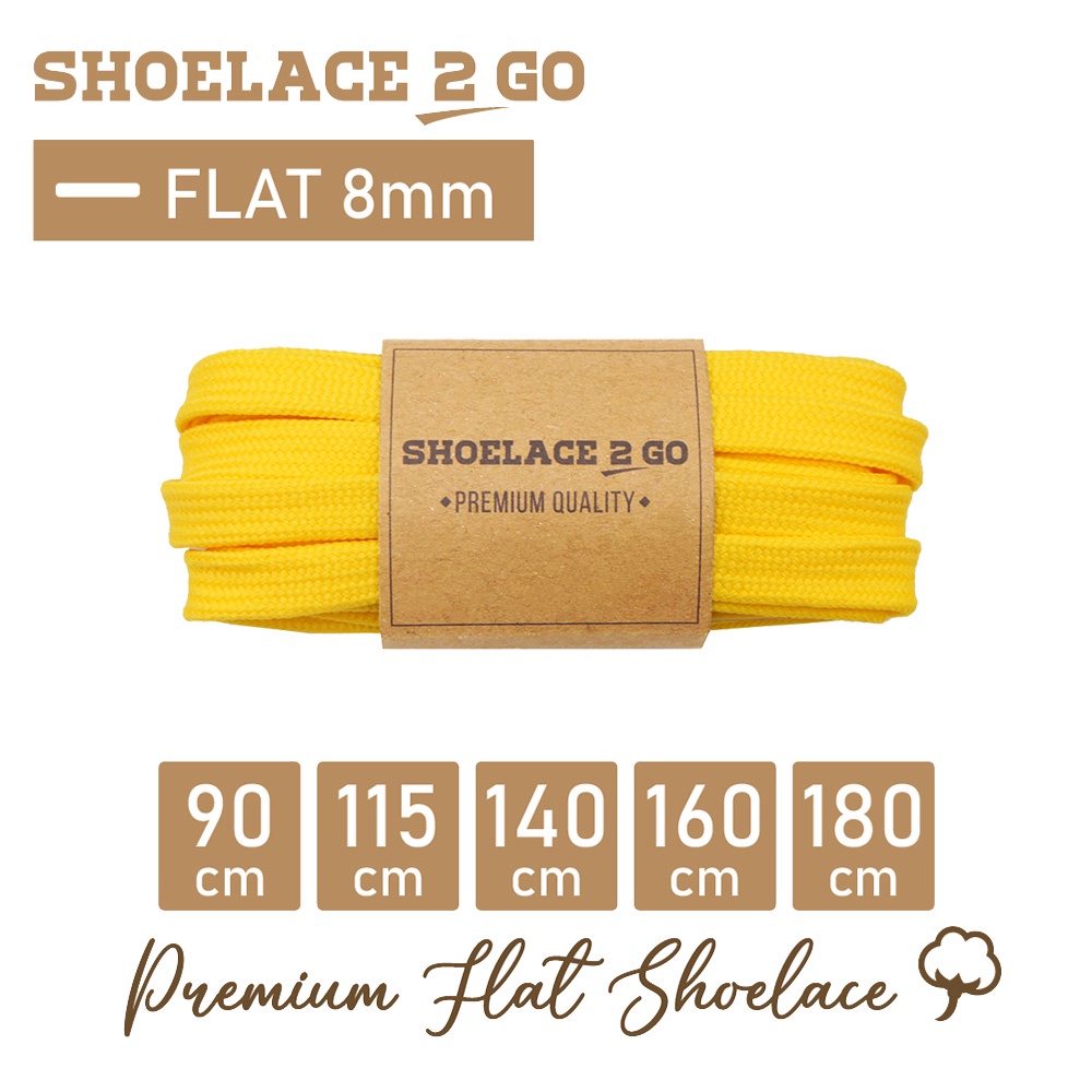 SHOELACE 2 GO PREMIUM TALI SEPATU GEPENG PIPIH FLAT - SF8 - H1 - YELLOW - 8MM