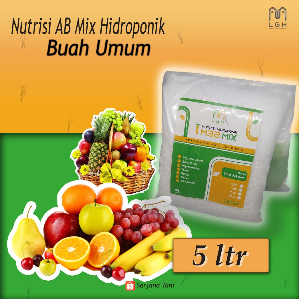 Nutrisi AB Mix/Pupuk Hidroponik M32 Mix [Buah Umum] Pekatan 5 liter