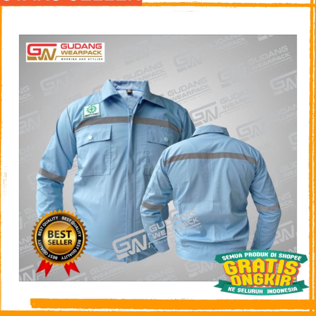 Jual Kerah Atasan Wearpack Safety Atasan Kemeja Safety Warna Biru Muda Telor Asin Baju Safety