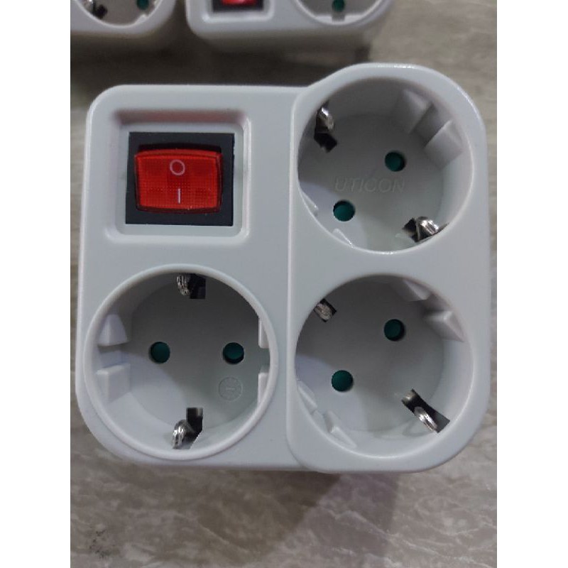 Stopkontak Arde 3 Soket + Saklar UTICON S 348 SW/ 3 in 1 Switched Multi Socket/ Cok Cabang 3 in 1