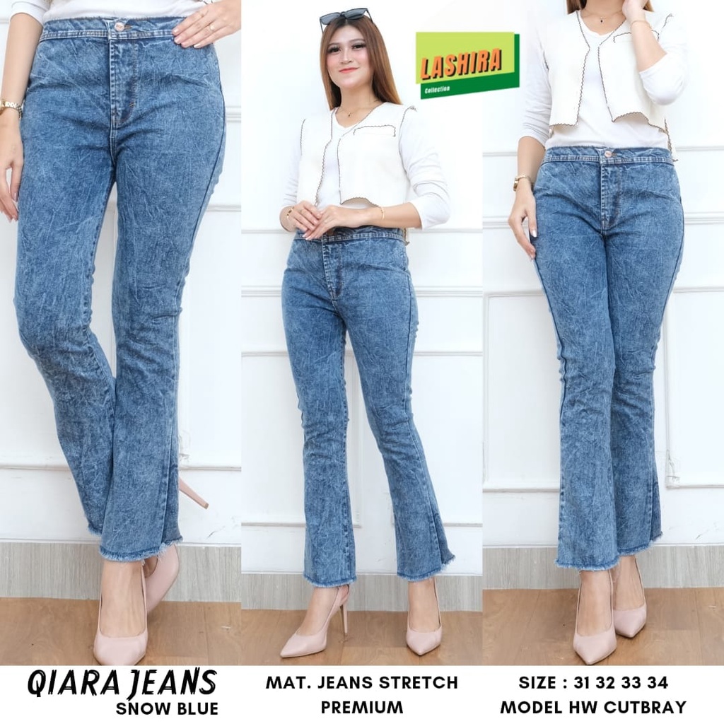 qiara jeans pant pants bawahan celana clana jean jins slimfit cutbray denim panjang melar size 31 32