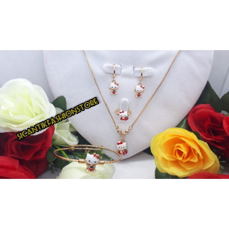 PROMO kalung Titanium Perhiasan set anak-anak terbaru Terlaris anti Karat lapis emas tidak luntur