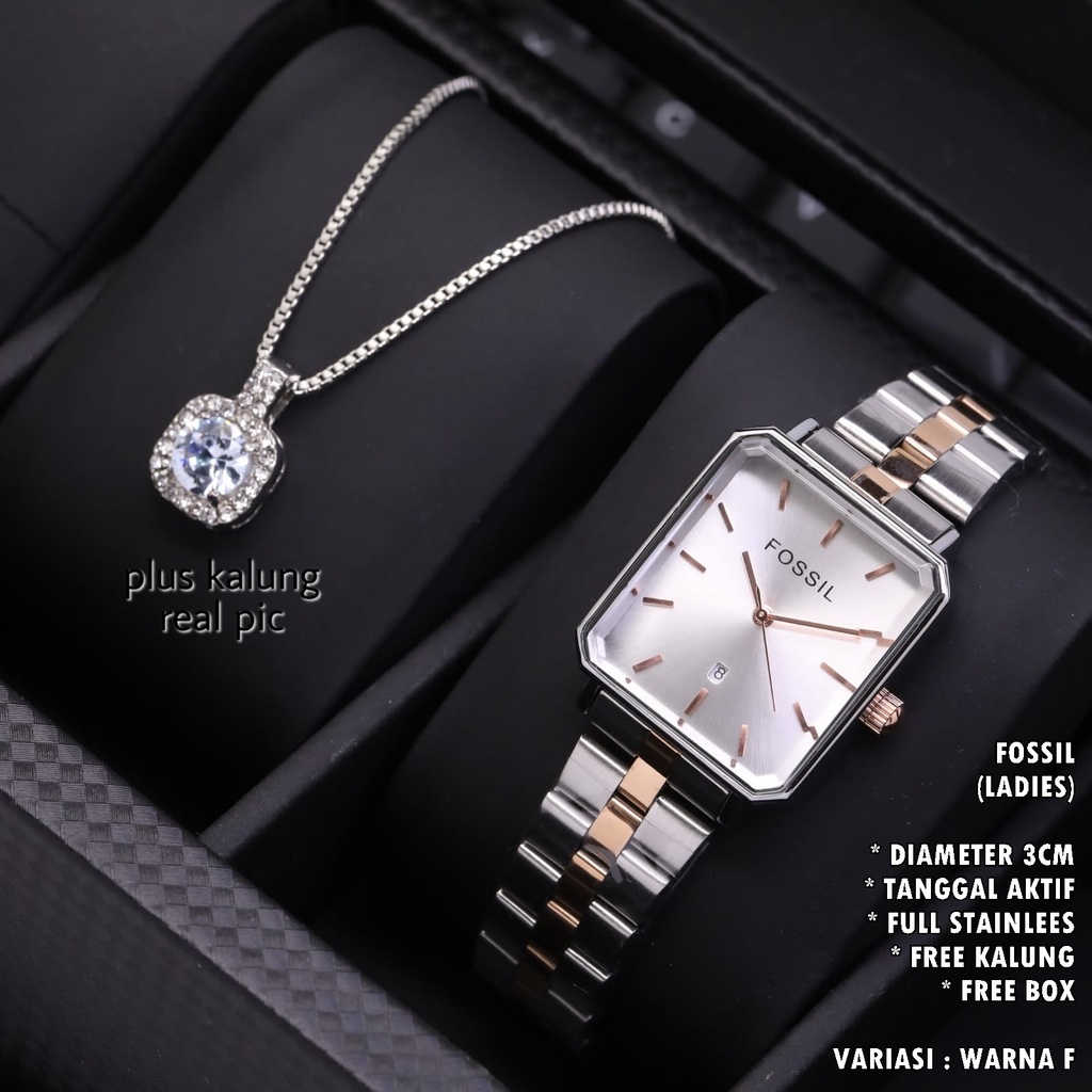 JAM TANGAN WANITA FASHION RANTAI BODY SEGI TANGGAL AKTIF FREE KALUNG