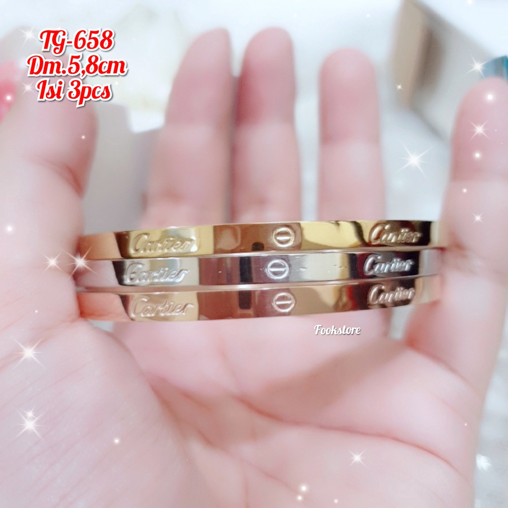 TITANIUM GELANG WANITA MODEL FASHION/ ANTI KARAT/ ISI 3PCS