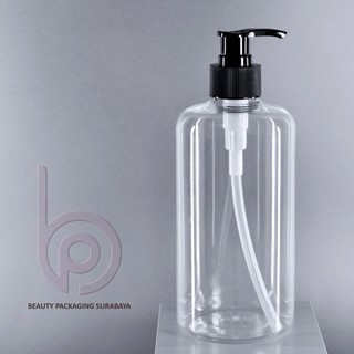 Image of Botol Plastik PET 500ml BR neck 28mm Bening Tebal Tutup Pump Lotion
