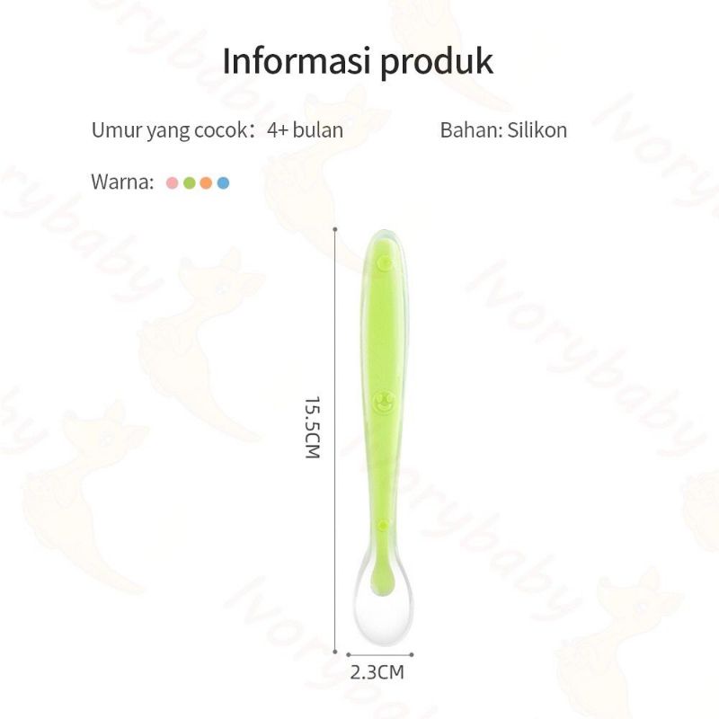 COLORFUL BABY SPOON / BPA FREE LATEX FREE PVC FREE / BABY SPOON / SENDOK MAKAN BAYI / ALAT MPASI / SENDOK MAKAN ANAK / PERALATAN MAKAN / SILICONE SOFT SPOON / SENDOK LENTUR / SILICONE BABY SPOON