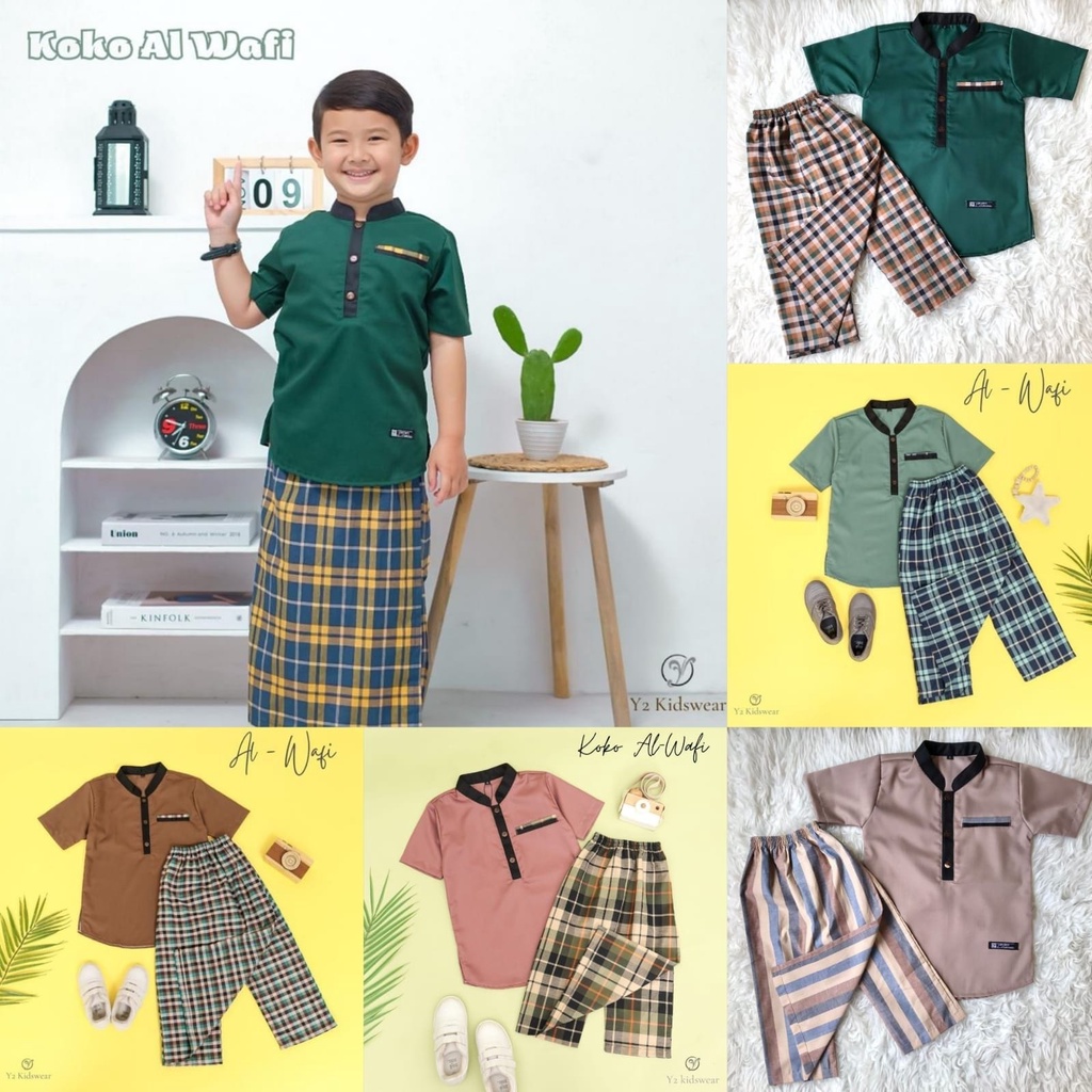 Koko Sarung Celana Al-Wafi || koko anak || setelan koko anak || baju muslim anak || koko sarung anak